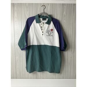 VINTAGE 90s Men's Large Myrtle Beach Guard Polo Short Sleeve Shirt Colorblock